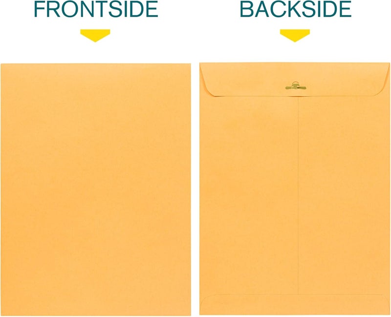 EnDoc 9 1/2 x 12 1/2 Clasp Envelopes - 10 Pack - Brown Kraft Catalog Envelopes Gummed Seal Closure – 28lb Heavyweight Paper 9.5x12.5 inch Envelopes for Home, Office, Business, Legal or School. - Image 3